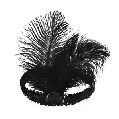 Serre-Tête Plume &amp; Strass – Style Masqué Élégant