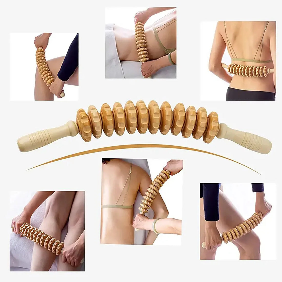 Rouleau de Massage en Bois – Détente &amp; Tonification du Corps
