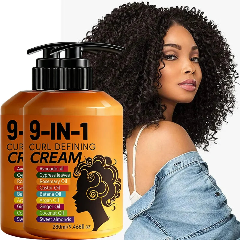 9 in 1 Crème Coiffante Cheveux Bouclés – Hydratation &amp; Définition