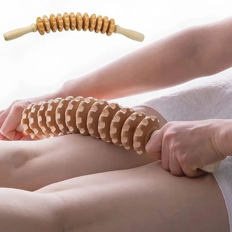Rouleau de Massage en Bois – Détente &amp; Tonification du Corps