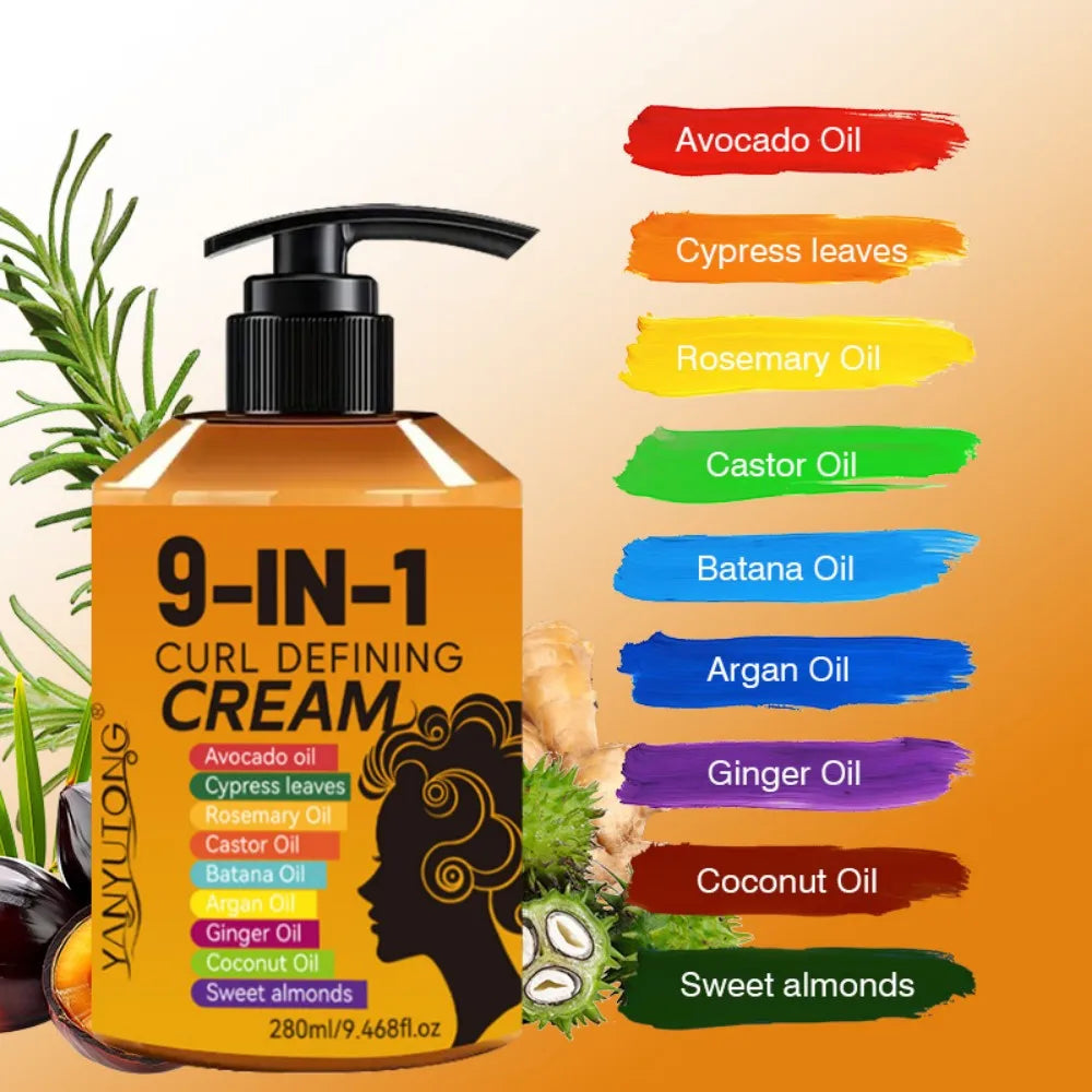 9 in 1 Crème Coiffante Cheveux Bouclés – Hydratation &amp; Définition