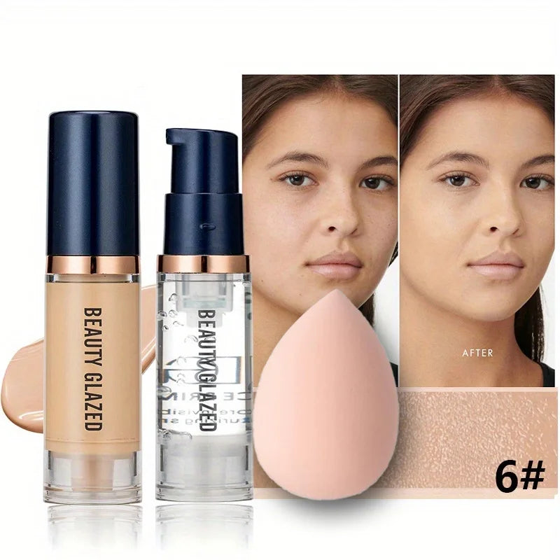 Kit Maquillage Complet – Fond de Teint, Base &amp; Éponge