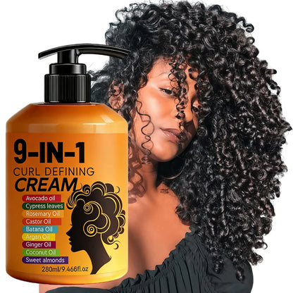 9 in 1 Crème Coiffante Cheveux Bouclés – Hydratation &amp; Définition