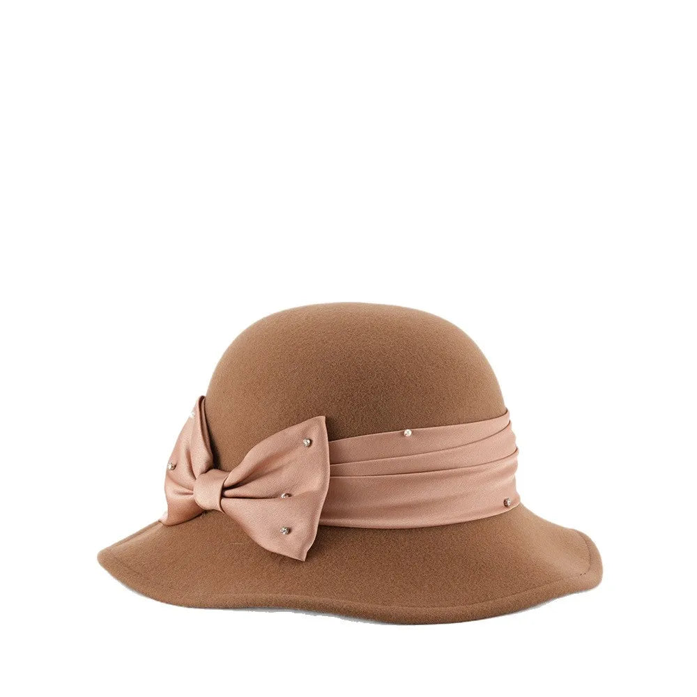 Elegant Woolen Hat for Women Vintage Fashionable Autumn Winter Stylish Noble Lady's Felted Cap Retro All-Match Bowl Hat