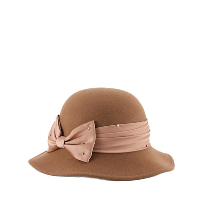 Elegant Woolen Hat for Women Vintage Fashionable Autumn Winter Stylish Noble Lady's Felted Cap Retro All-Match Bowl Hat