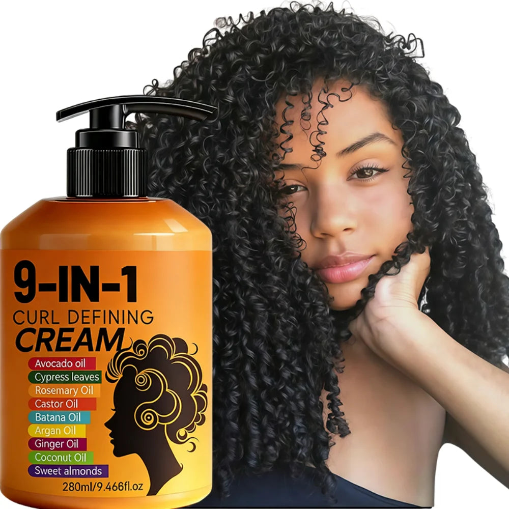 9 in 1 Crème Coiffante Cheveux Bouclés – Hydratation &amp; Définition